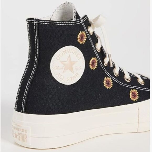 Converse Sneakers Lift Platform Sunflower HighTops Chuck Taylor Black Size 7.5 - Picture 2 of 12